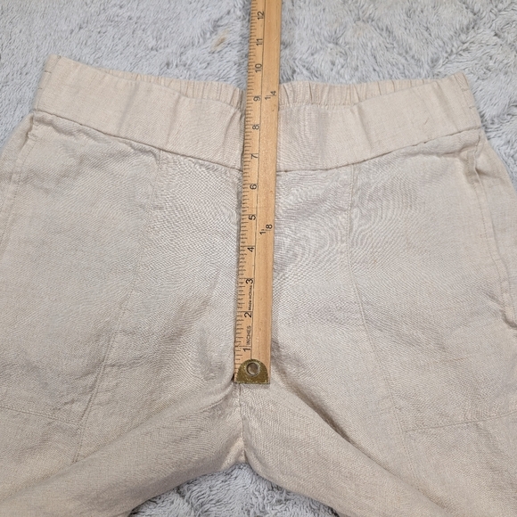 Eileen Fisher Pants Womens S Petite Beige Cream Linen Cropped Pull On Minimalist - Picture 5 of 9